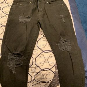 Hermano Men’s Black Ripped Skinny Jeans (Size S)